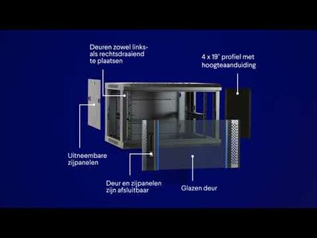 6U wandkast met glazen deur 600x450x368mm (BxDxH)