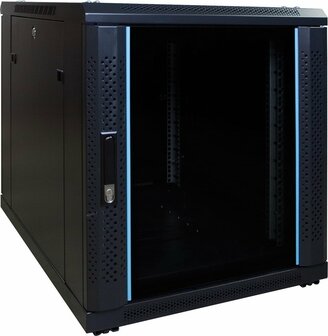 12U mini serverkast met glazen deur 600x800x720mm (BxDxH)