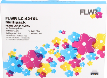 FLWR - Cartridges / Brother LC-421XL Multipack / zwart en kleur / Geschikt voor Brother