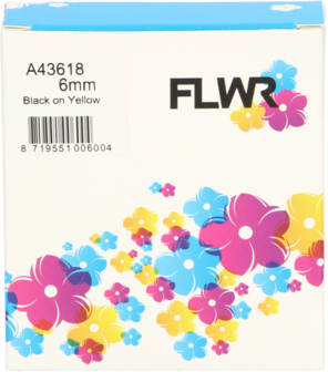 FLWR - Labels / Dymo 43618 / zwart / Geschikt voor Dymo