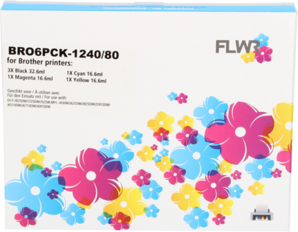 FLWR - Cartridges / Brother LC-1280XL Multipack / zwart en kleur / Geschikt voor Brother