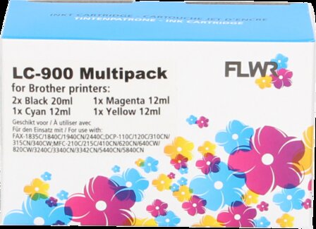 FLWR - Cartridges / Brother LC-900 Multipack / zwart en kleur / Geschikt voor Brother