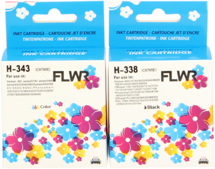 FLWR - Cartridges / HP 338 en 343 Multipack / zwart en kleur / Geschikt voor HP