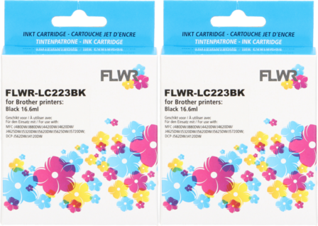 FLWR - Cartridges / Brother LC-223BK 2-pack / zwart / Geschikt voor Brother