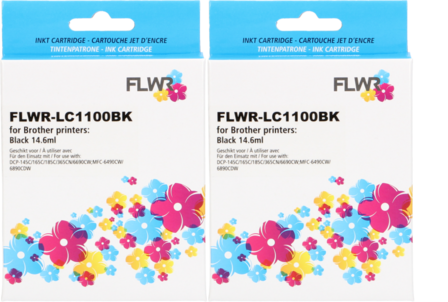 FLWR - Cartridges / Brother LC-1100BK 2-pack / zwart / Geschikt voor Brother