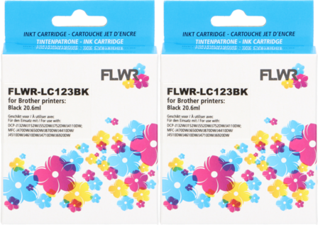 FLWR - Cartridges / Brother LC-123 2-pack / zwart / Geschikt voor Brother