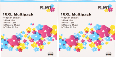 FLWR - Cartridges / Epson 16XL Multipack (2 sets) / zwart en kleur / Geschikt voor Epson