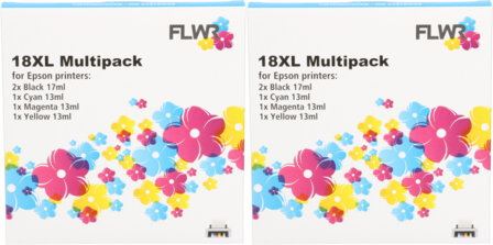 FLWR - Cartridges / Epson (2X) 18XL Multipack / zwart en kleur / Geschikt voor Epson