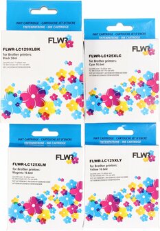 FLWR - Cartridges / Brother LC-129XL Multipack / zwart en kleur / Geschikt voor Brother