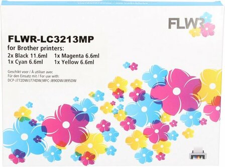 FLWR - Cartridges / Brother LC-3213 Multipack / zwart en kleur / Geschikt voor Brother