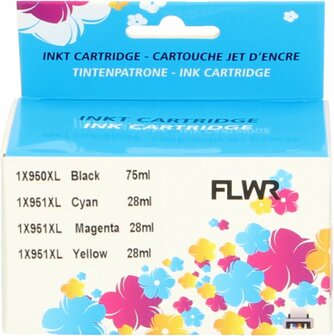 FLWR - Cartridges / HP 950XL / 951XL 4-pack / zwart en kleur / Geschikt voor HP