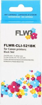 FLWR - Cartridges / Canon CLI-521BK / zwart / Geschikt voor Canon