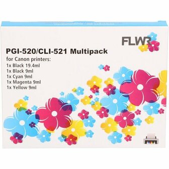 FLWR - Cartridges / Canon CLI-521 Multipack / zwart en kleur / Geschikt voor Canon