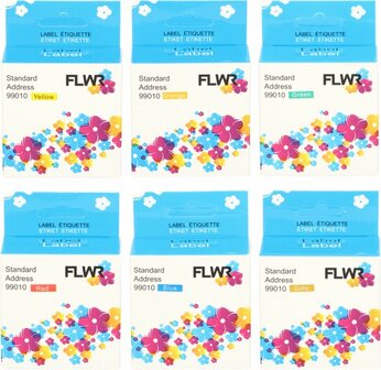 FLWR - Labels / Dymo 99010 / kleur / Geschikt voor Dymo