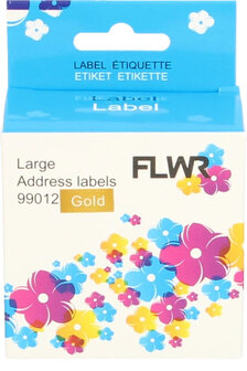 FLWR - Labels / Dymo 99012 adreslabel / goud / Geschikt voor Dymo