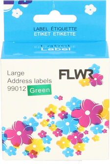 FLWR - Labels / Dymo 99012 adreslabel / groen / Geschikt voor Dymo