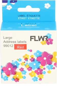 FLWR - Labels / Dymo 99012 adreslabel / rood / Geschikt voor Dymo