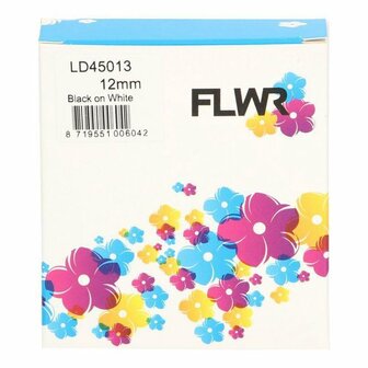 FLWR - Labels / Dymo 45013 / zwart / Geschikt voor Dymo