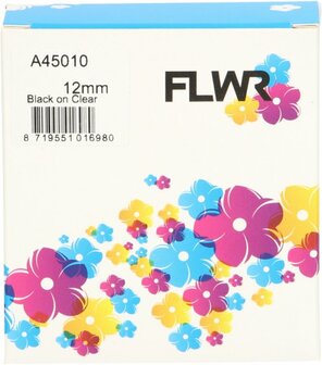 FLWR - Labels / Dymo 45010 / zwart / Geschikt voor Dymo