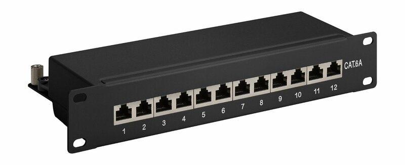 10 Inch CAT6a STP patchpaneel - 12 poorts