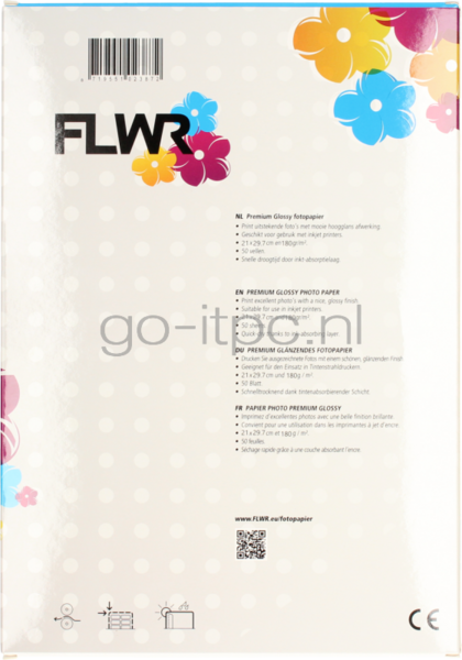 Huismerk FLWR Fotopapier Glans | A4 | 180 gr/m&sup2; 50 vellen