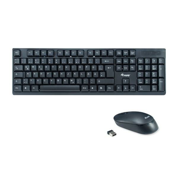 Equip 245220 Wireless Keyboard &amp; Mouse Set DE Layout, QWERTZ, Full-size (100%) RF Wireless, Black