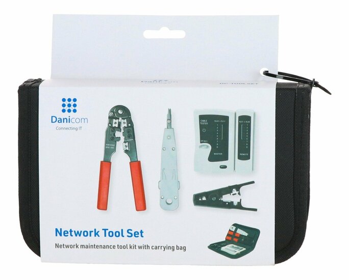 Danicom toolset (RJ45 krimptang, LSA-tool, striptang, testtool voor diverse connectoren)