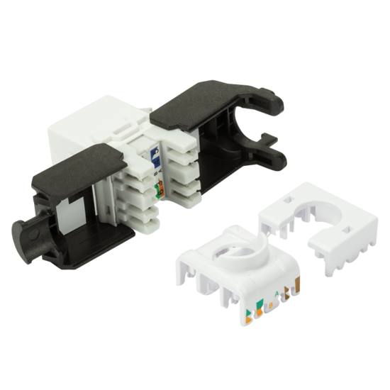 CAT6a UTP Keystone Connector - Toolless - Zwart/Wit