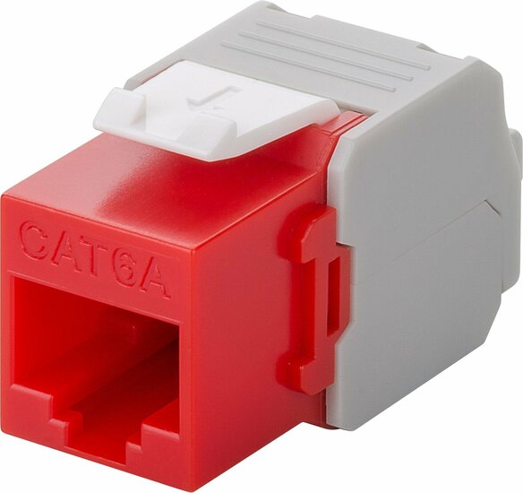 CAT6a UTP Keystone Connector - Toolless - Rood