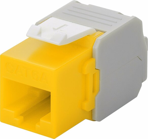 CAT6a UTP Keystone Connector - Toolless - Geel