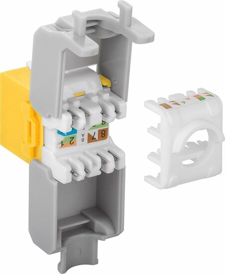 CAT6a UTP Keystone Connector - Toolless - Geel