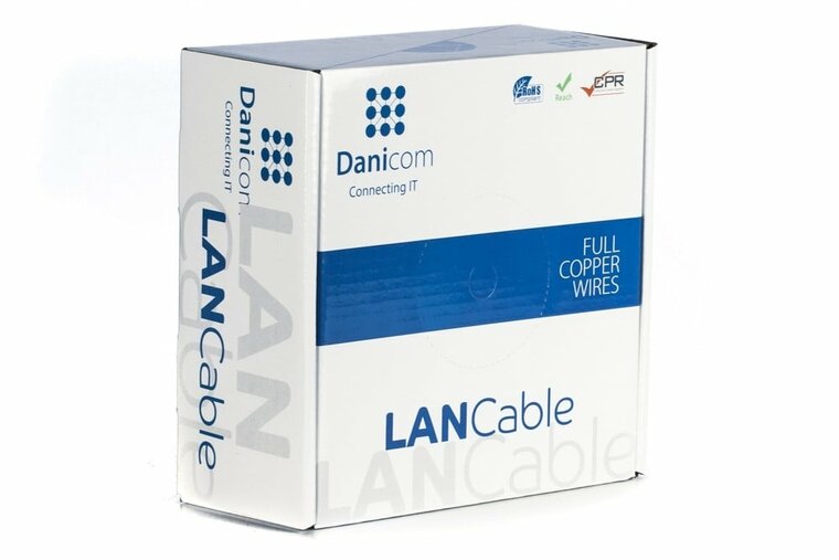 DANICOM CAT6 UTP 100m kabel op rol soepel -  PVC (Fca)