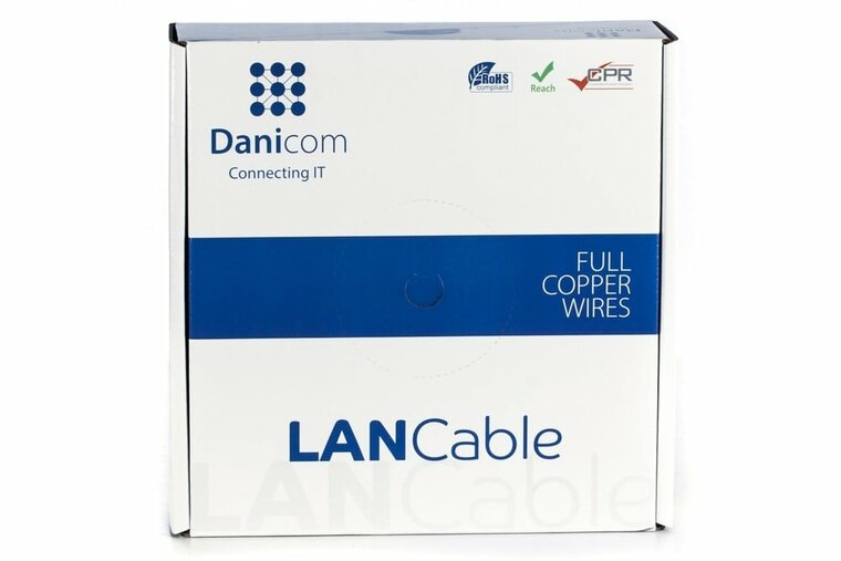 DANICOM CAT6A S/FTP 50m kabel op rol stug -  LSZH (Eca)