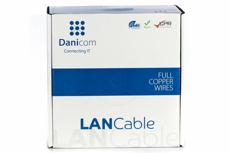 DANICOM CAT6A S/FTP 100m kabel op rol stug -  LSZH (Eca)