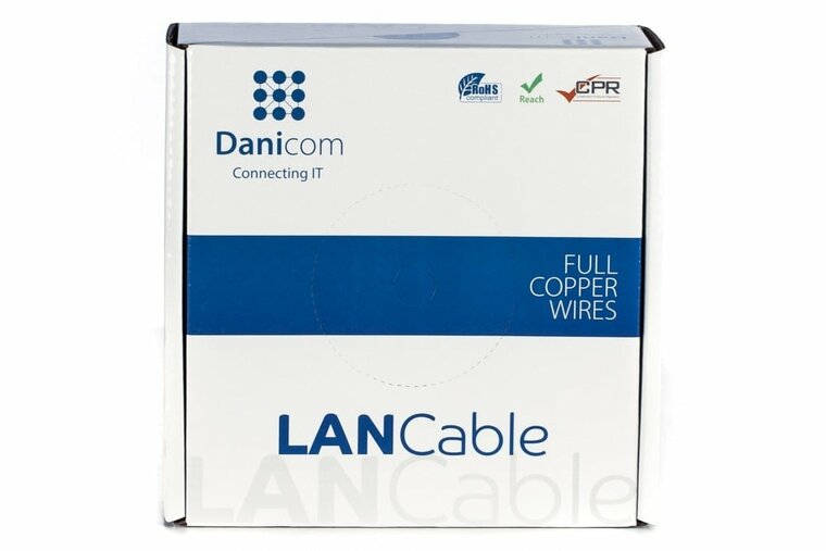 DANICOM CAT6A S/FTP 50m kabel op rol soepel - PVC (Fca)