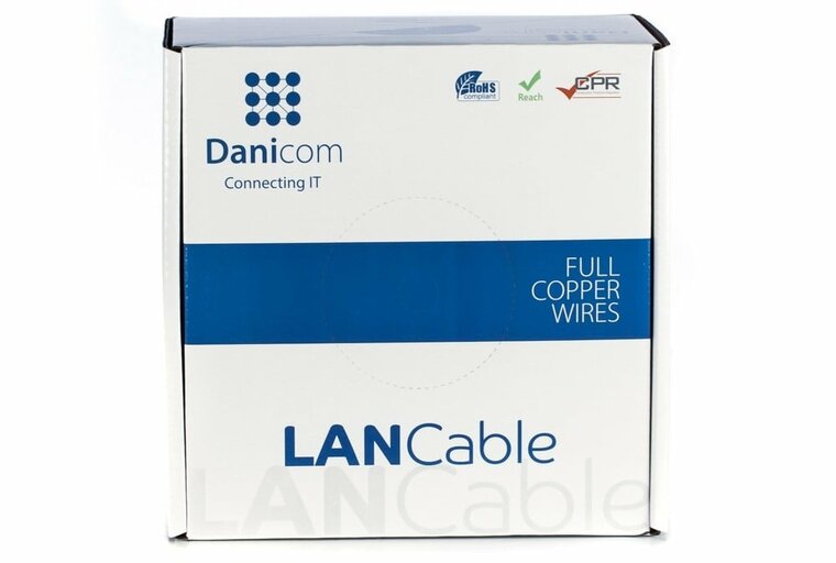 DANICOM CAT6A S/FTP 100m kabel op rol soepel - PVC (Fca)