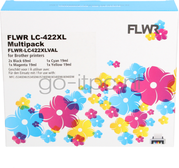 FLWR Brother LC-422XL Multipack zwart en kleur