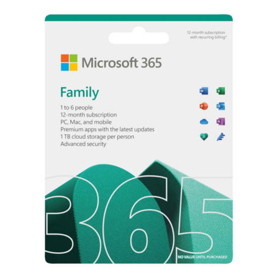 Microsoft 365 Family 6-PC/MAC 1 jaar