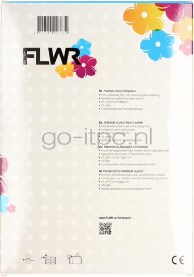 Huismerk FLWR Fotopapier Glans | A4 | 180 gr/m&sup2; 50 vellen