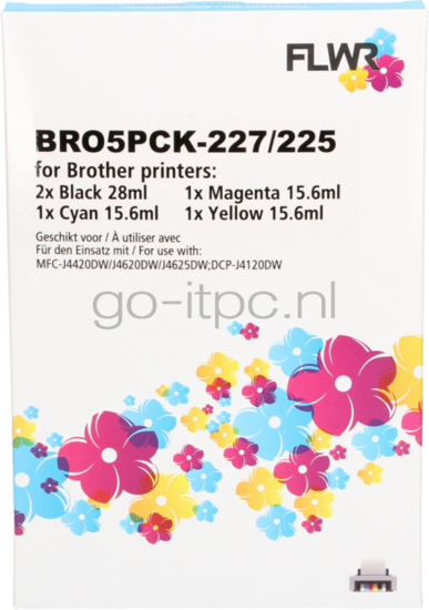 FLWR Brother LC-225 LC-227 Multipack zwart en kleur