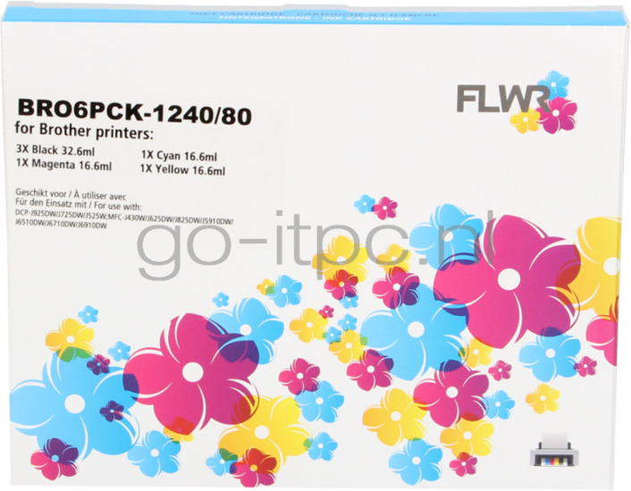 FLWR Brother LC-1240 Megapack zwart en kleur