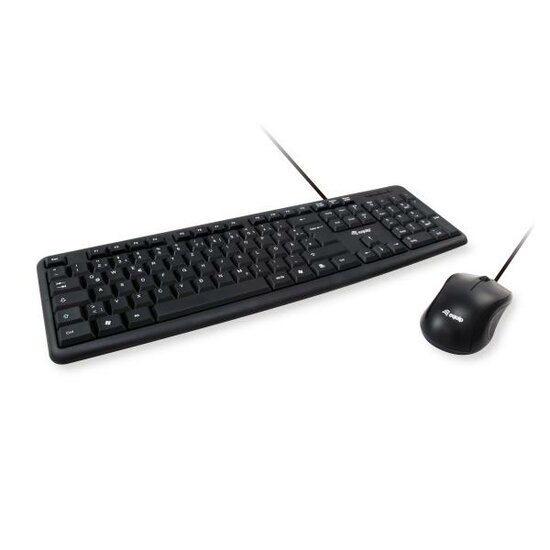 Equip 245200 Wired Keyboard and Mouse Combo Germany layout, USB, QWERTY, 105 key, 1000 DPI, Black