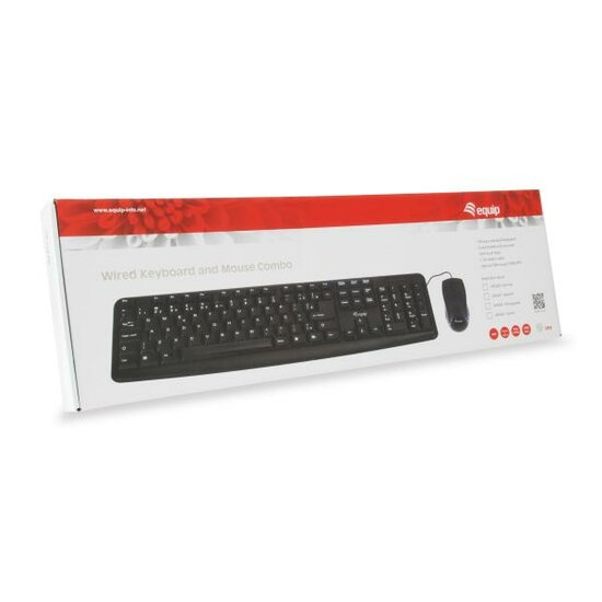 Equip 245200 Wired Keyboard and Mouse Combo Germany layout, USB, QWERTY, 105 key, 1000 DPI, Black