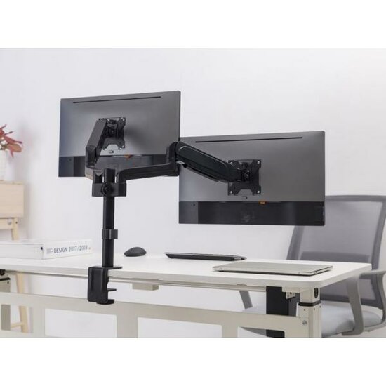 Equip 650133 17&quot;-32&quot; Dual Monitor Desk Mount Bracket, Clamp, 18 kg, 17&quot; - 32&quot;, 100 x 100 mm, Black