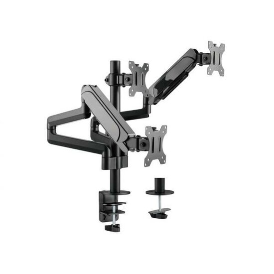 Equip 650134 17&quot;-27&quot; Triple Monitor Desk Mount Bracket, Clamp, 21 kg, 75 x 75 mm, 100 x 100 mm