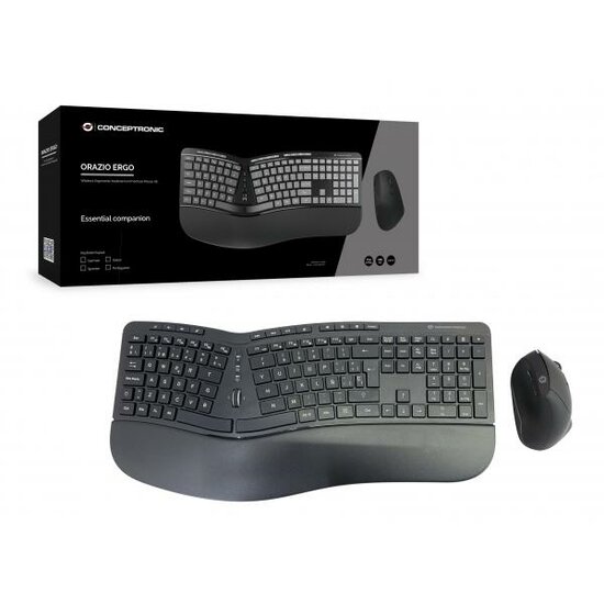 Conceptronic ORAZIO02ES ORAZIO ERGO Wireless Ergonomic Keyboard &amp; Mouse Kit, Spanish layout, QWERTY