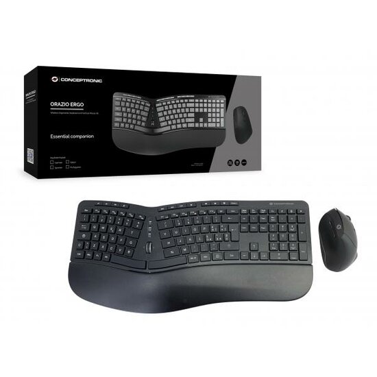 Conceptronic ORAZIO02IT ORAZIO ERGO Wireless Ergonomic Keyboard &amp; Mouse Kit, Italian layout, Qwerty