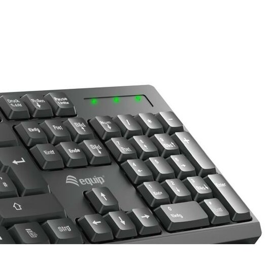 Equip 245220 Wireless Keyboard &amp; Mouse Set DE Layout, QWERTZ, Full-size (100%) RF Wireless, Black