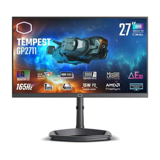 Cooler Master CMI-GP2711-EK Tempest GP2711 27&quot; Gaming Monitor, VA, QDot, 2K QHD 2560x1440, 165 Hz