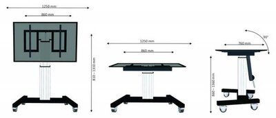 Neomounts  PLASMA-M2500TSILVER Portable flat panel floor stand, 42-100", 150 kg, 200x200